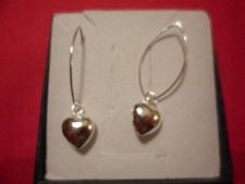 925 Sterling Silver Heart Threader Earrings - 4.7 grams