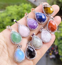 10pcs Natural Amethyst Pendants Faceted Vary Gems stone Energy Luck Amulet