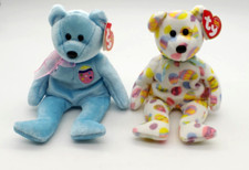 Lot Of 2 TY Easter Bears Eggs II  Eggs 2004 Pastel Blue white