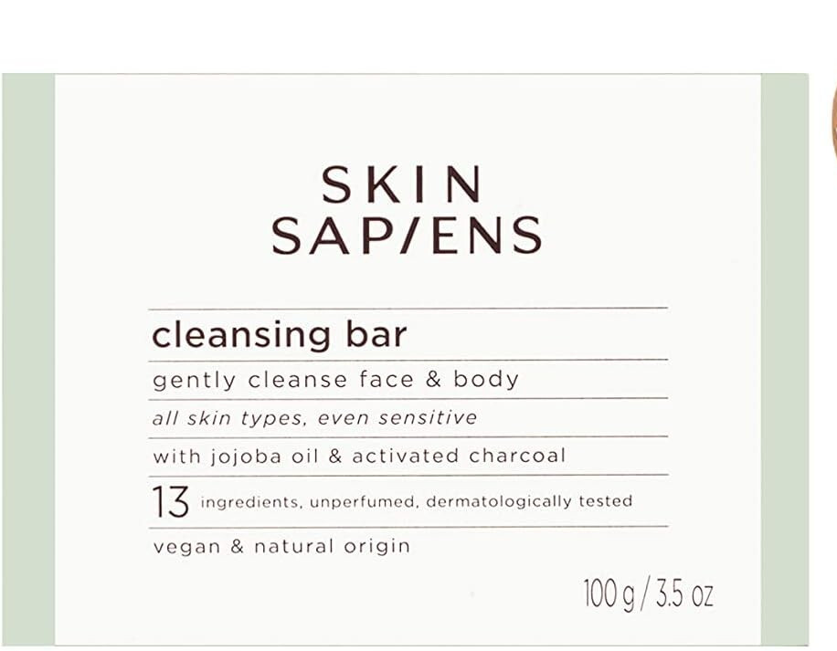 SKIN SAPIENS CLEANSING BAR SOAP WITH JOJOBA OIL & ACTIVATED CHARCOAL FACE BODY