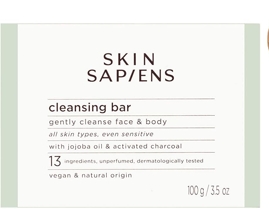 SKIN SAPIENS CLEANSING BAR SOAP WITH JOJOBA OIL & ACTIVATED CHARCOAL FACE BODY