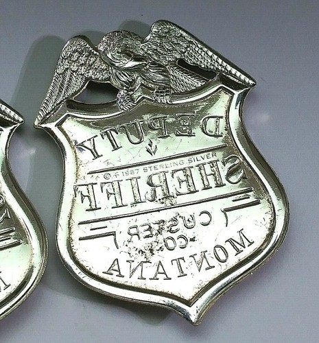 ! Distintivo sceriffo contea di Custer argento sterling 925 argento sterling Franklin nuovo 1987 nuovo di zecca - Foto 8 di 8