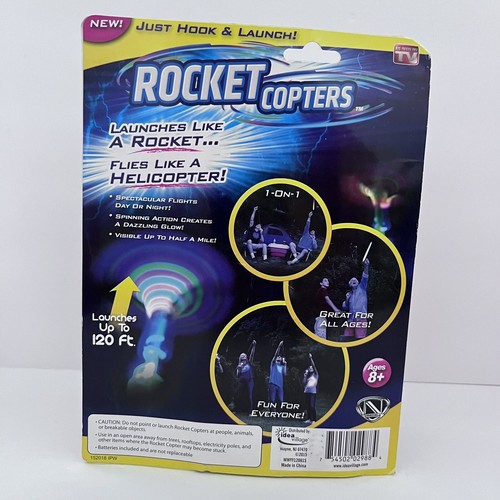 Rocket Copters Slingshot Helicopter LED Light 120 Feet 6-pack 3 Launchers ASOTV - Picture 2 of 4
