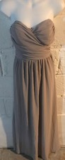 Long Lace Evening Formal Gray Gown Strapless XS