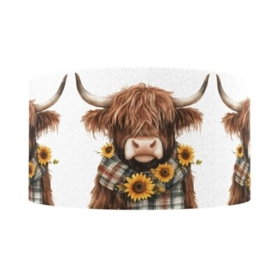 1.5'' (1 yard) Highland Cow sunflower summer Printed Grosgrain Ribbon 1277417