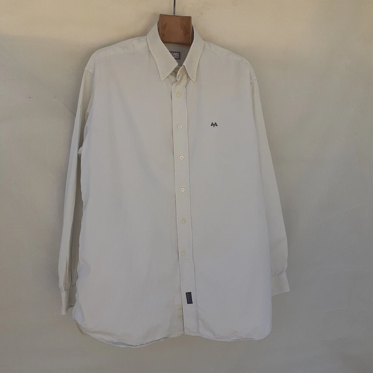 Thomas Burberry Shirt Mens Large Mediterranean Off White