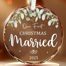 Wedding Gifts for Couple, Our First Christmas Married 2025 Ornament for Newlywed