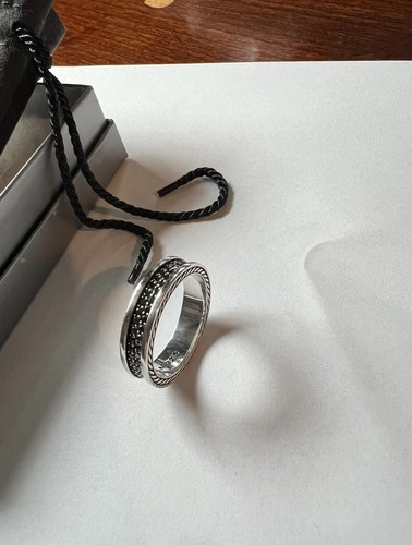 David Yurman Streamline Two Row Band With Pavé Set Black Diamonds Size 11.5 - Picture 5 of 9