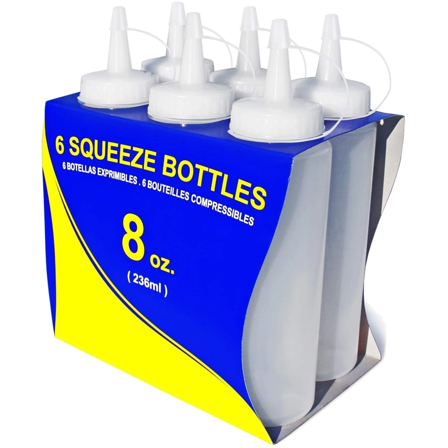 Versatile 8 oz Plastic Squeeze Bottles - Pack of 6