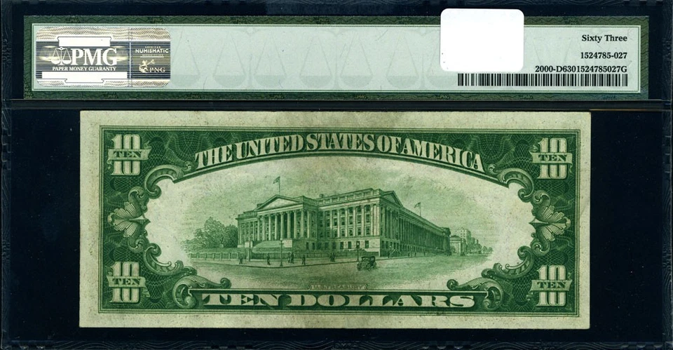 FR. 2000 D $10 1928 Federal Reserve Note Cleveland D-A Block Choice PMG CU63 - Image 3 of 3