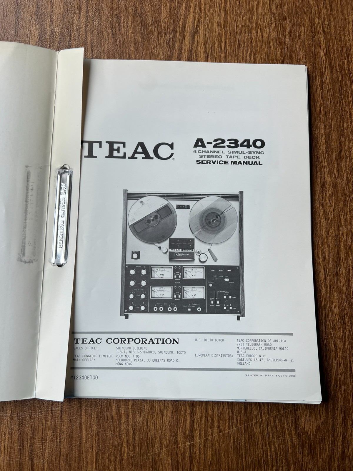 Original TEAC A-2340 Reel to Reel Tape Deck Service Manual / Schematic