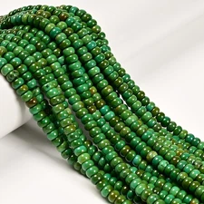 Dark Green Turquoise Smooth Rondelle Beads Size 4x6mm 5x8mm 15.5'' Strand