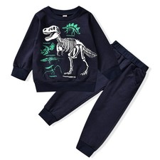 Boy Sweatshirt Outfits Long Sleeve Dinosaur Top Pants Sweatsuit 2PCS Fall Win...