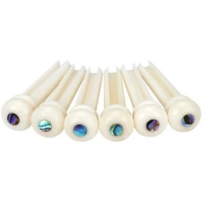 6Pcs Guitar Bone Bridge Pins Replacement Parts with Abalone Dot