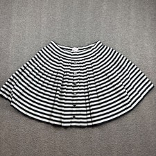 Candie's Striped Pleated Mini Skirt Black White Button Front Small