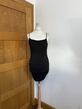 Quiz ruched cowl neck bodycon mini dress Colour Black Size 10
