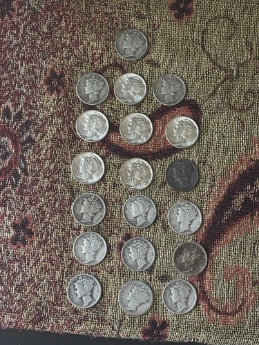 New Listinglot of 19 mercury dimes Random Dates