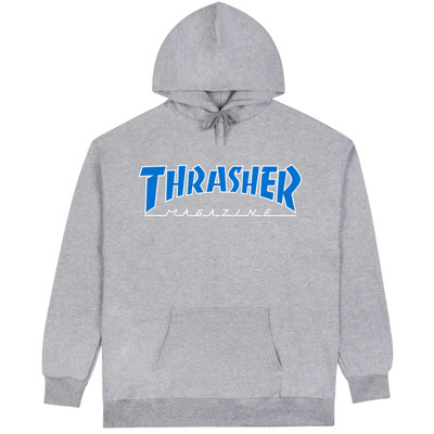 Size Medium Thrasher Magazine Outlined Hoodie - Grey / Blue