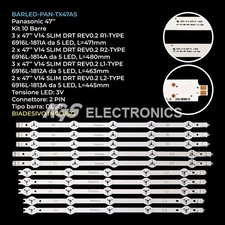 KIT 10 BARRE STRIP LED TV PANASONIC 47-V14-SLIM-DRT-REV0.2 TX47AS650 LC470DUF