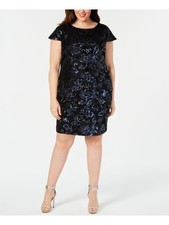 CALVIN KLEIN Womens Navy Short Sleeve Above The Knee Sheath Dress Plus 22W