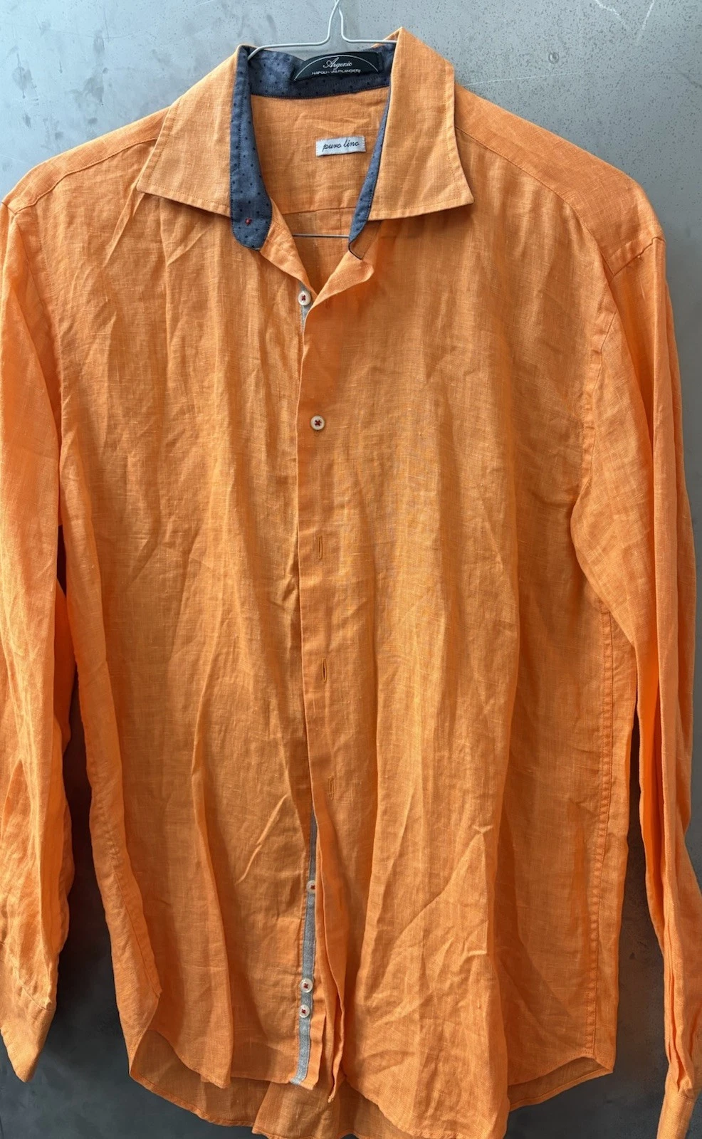 Argenio Napoli Linen Button Down Organge NWOT