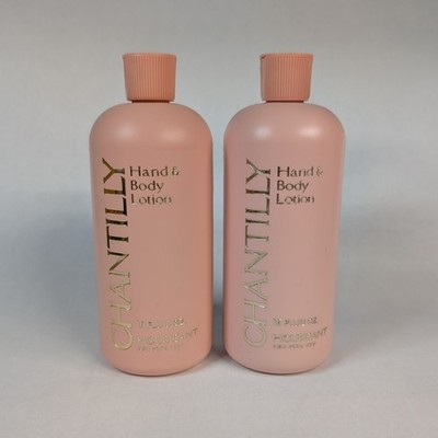 Vintage Houbigant Chantilly Hand & Body Lotion Pink Bottle 16oz Set Of 2 Full