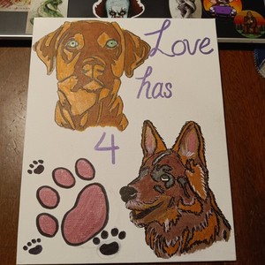 Labrador And German Shepherd Love Has 4 Paws, Canvas Painting 8x10