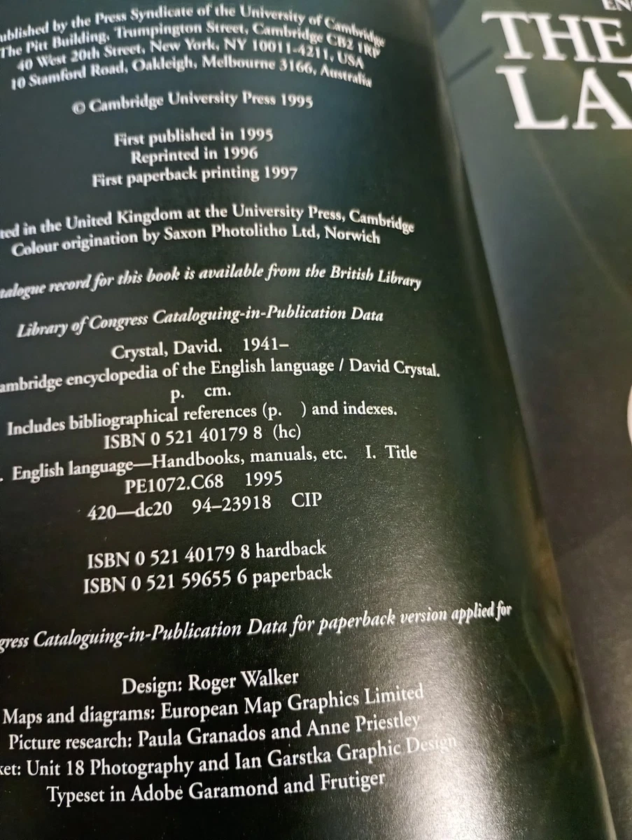 Cambridge Encyclopedia of the English Language David Crystal PB 1995 Illustrated