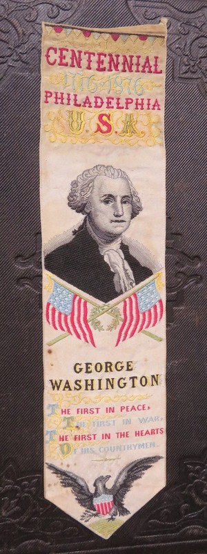 1876 American Centennial Stevengraph Silk Ribbon Bookmark - Thomas Stevenson