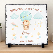 Personalized Baby Boy Slate Plaque Welcome to the World Newborn Gift