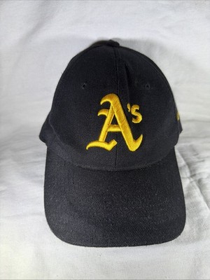 Oaklkand Athletics Mens Baseball Hat Cap Black Hook Loop Curved Bill Adjustable