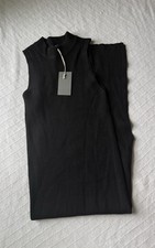 Miroh NWT Black Fitted Cockail Dress Rib Knit Slit Sweater Dress Size M