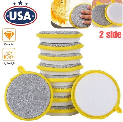 20× Reusable Double-Sided Dishwashing Microfiber Sponge Kitchen Cleaning Pads US