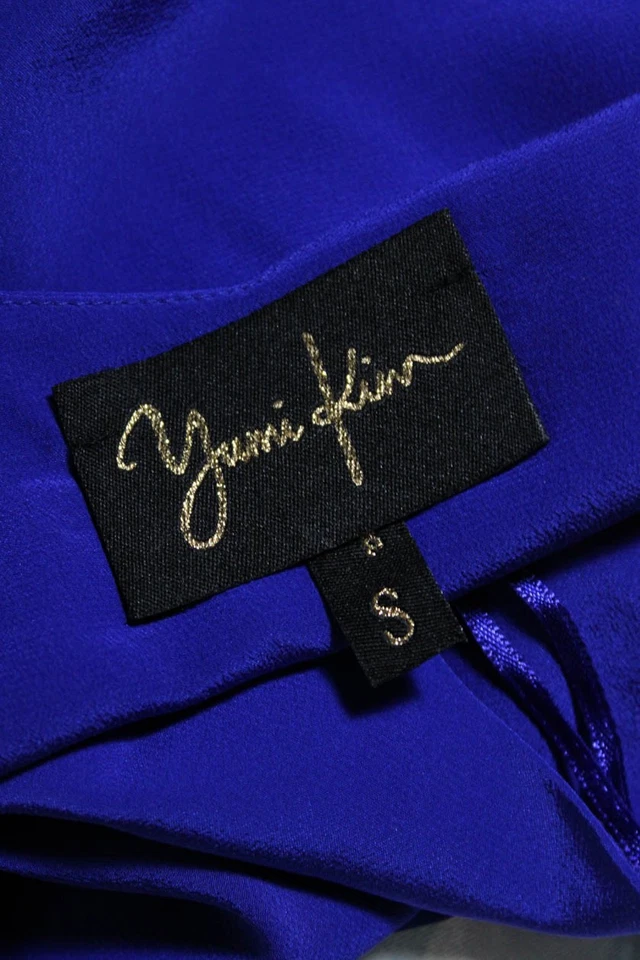 Yumi Kim Womens Silk Button Accented V Neck Spaghetti Strapped Top Blue Size S - Image 4 of 4