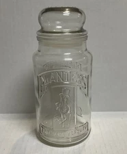 Vintage Classic Planters Peanut 75th Anniversary Clear Glass Jar with Lid 1981
