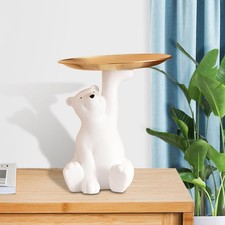 Boîte de rangement de Statue d'ours polaire, plateau à bijoux, porte-clé à