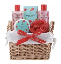 Geschenkset Bade und Dusch Set Fruit Love im Strohkorb 5-tlg.