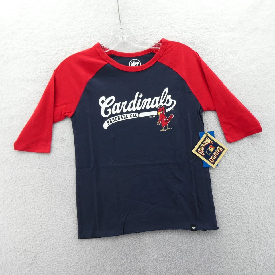St Louis Cardinals Shirt Boys Medium Blue '47 Brand 3/4 Sleeve Kids Youth New - Image 2 of 4