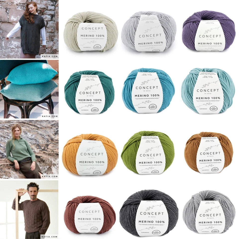 Concept by Katia MERINO 100% / extrafine Merino-Wool / 50g 102m / Nd. 4,0-4,5 mm