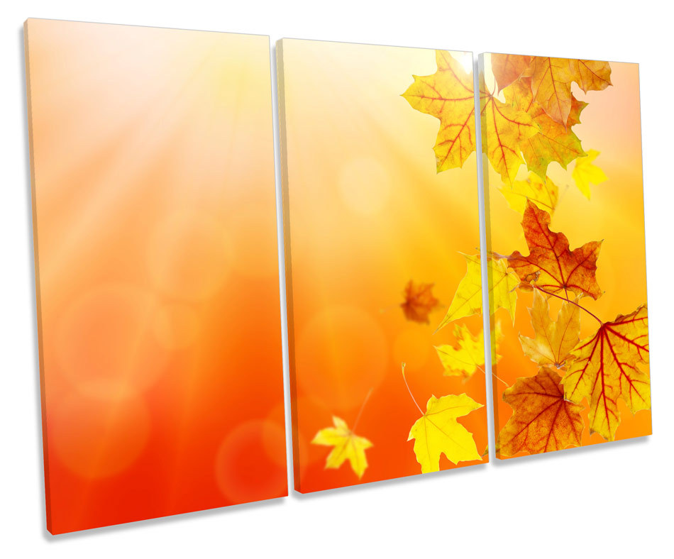 Autumn Leaves Floral TREBLE CANVAS WALL ART Box Framed Picture eBay