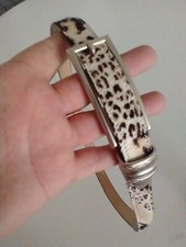 Vintage Streets Ahead cowhide leather belt size Medium, silver tone buckle