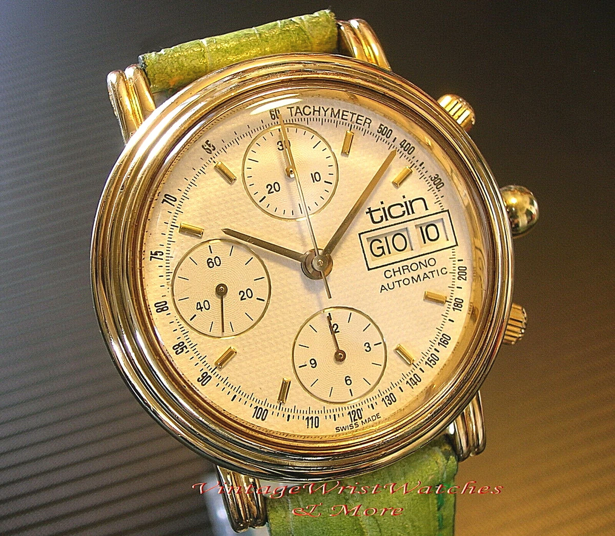 TICIN Chrono Automatic Day Date 7750 90s Near Mint Vintage Watch