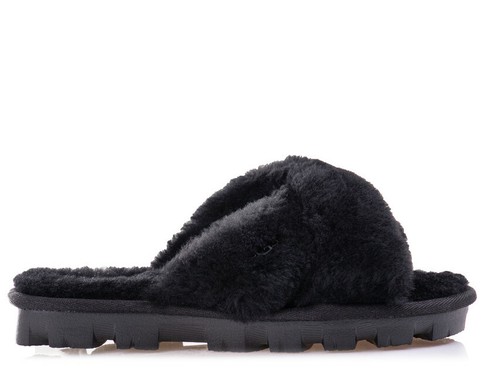 Damen Hausschuhe UGG Fuzzette Sliders Black 1107955-BLK | eBay