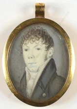 "Portrait of a gentleman", Dutch miniature, 1800s