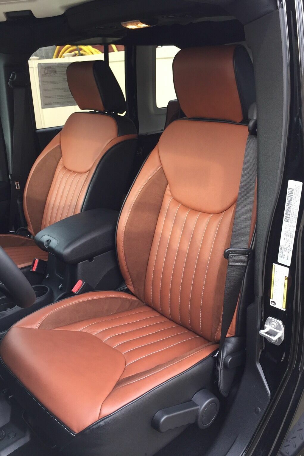 2013-18 Jeep Wrangler JK Custom Katzkin Black and Mahogany Leather Seat  Covers | eBay