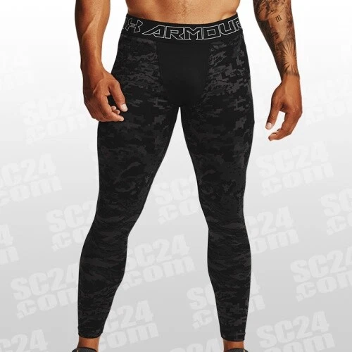 UNDER ARMOUR ColdGear Black CAMO Print Gym Fitness LEGGINGS Pants Mens  SMALL NEW