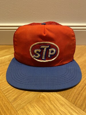 Vintage STP Made USA Patch Hat Gas Oil Racing Trucker Foam Mesh Cap Snapback