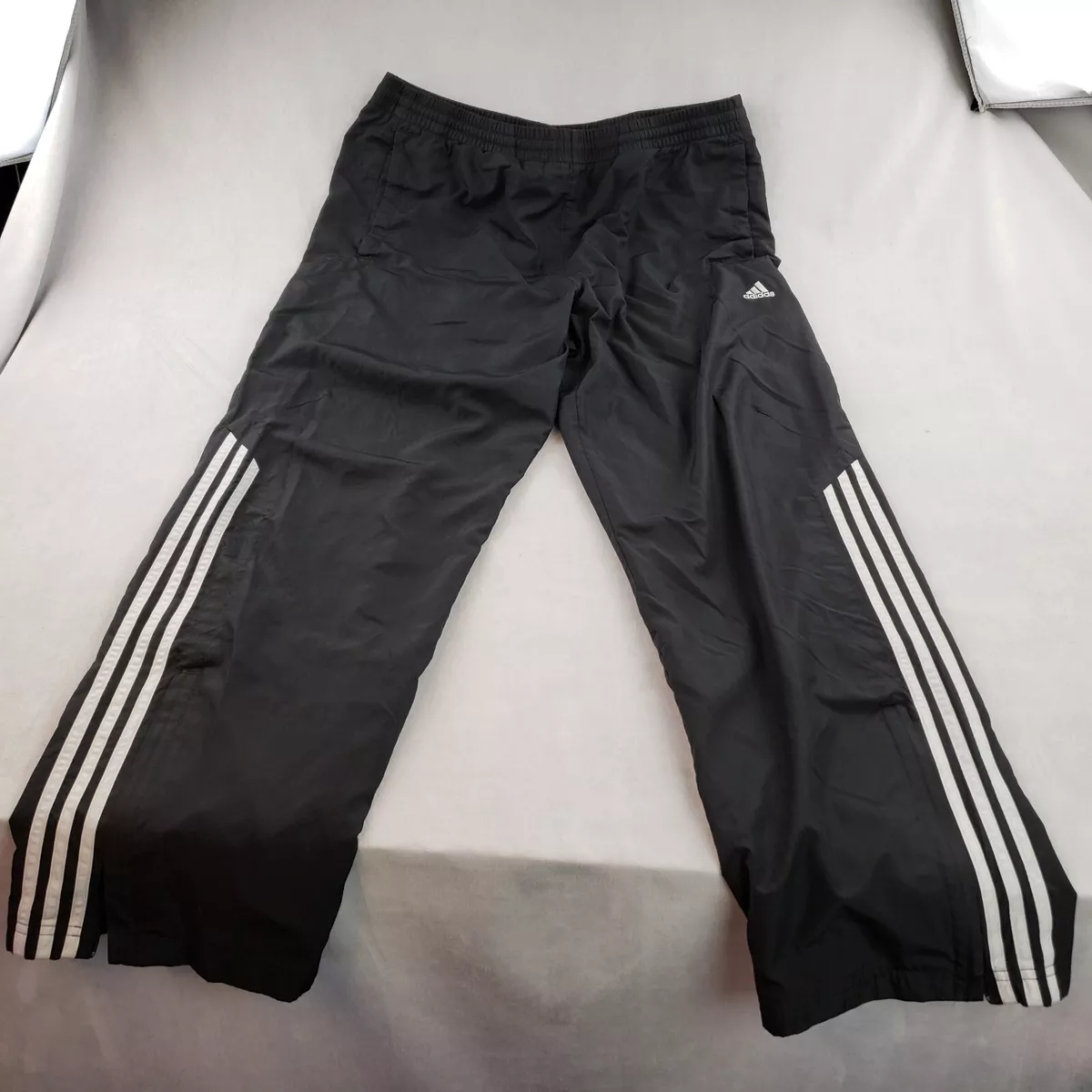 Vintage Adidas Track Pants Zip Ankle 3 Stripe Lined Jogging Pants Men L  (39-42)