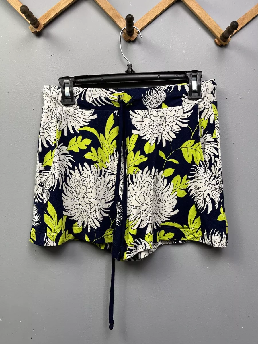 CABI No Sweat Shorts Style #5967 Women XS Blue yellow floral Drawstring  Pockets