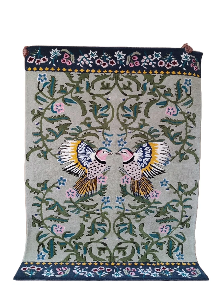 Rug Bird Tufted Wool Hand for Multi Area Colored Room Handmade Modern Carpet - Image 3 of 4